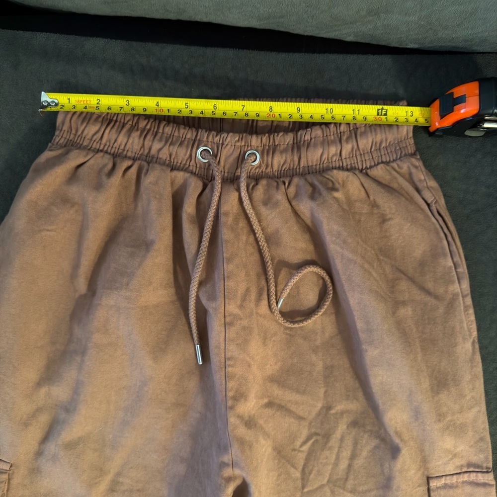 Prettylittlething Chocolate Brown Cargo Jogger Pants Size M High Waisted View 4